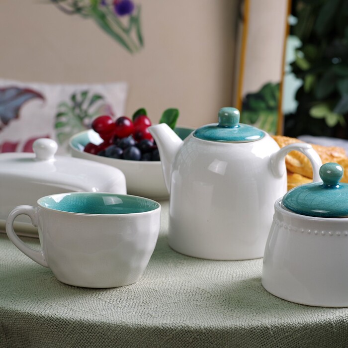 Кухоль Fissman CELINE 440 мл, колір лазурний кераміка (6230)