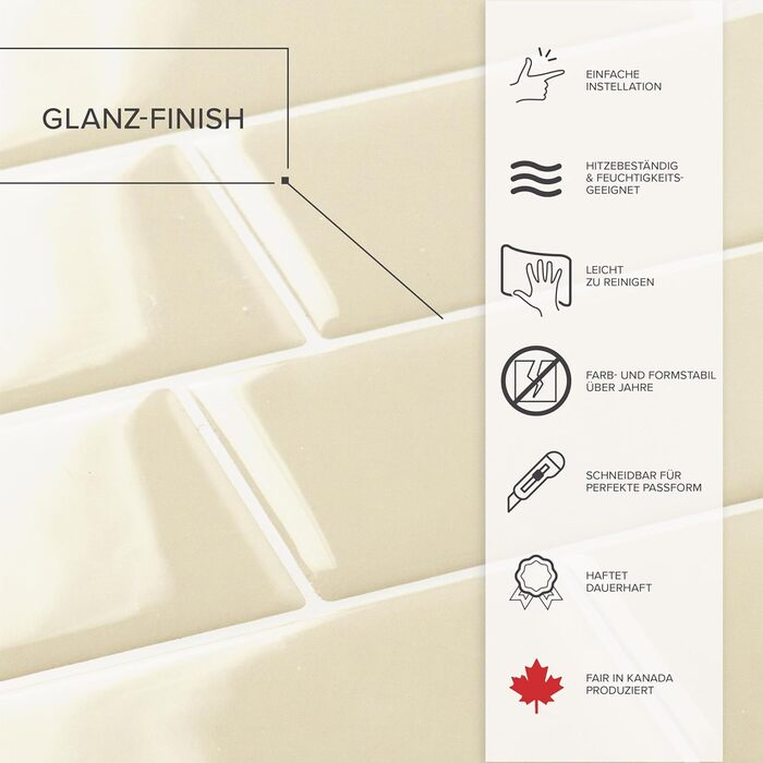 Наклейки на плитку, що самоклеяться - Набір з 5 аркушів 29,36 см x 21,29 см - 3D самоклеючі ПВХ наклейки на фартух для кухні, ванної кімнати та стін, кольорова та водонепроникна плитка (Tripoli Beige)