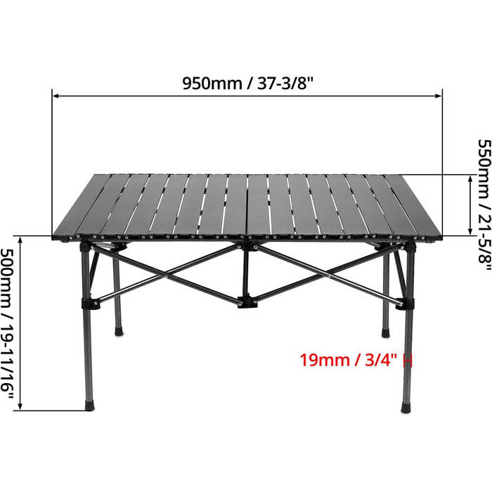 Складной стол для кемпинга 95 х 55 х 50 см черный QWORK