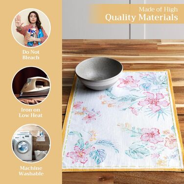 Бавовняні килимки для серветок, набір з 4 шт. , декоративні килимки для серветок, пасхальні килимки, що миються, для свят, вечерь, весни, літа (33 см x 48 см) (041 - Райський острів), 39Hermine 100