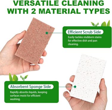 Набор натуральных губок для чистки кухни 24 шт. 10,2 x 6,1 x 2 см HOMEXCEL