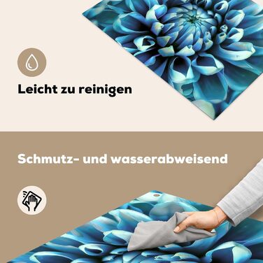 Фартух для плити, кухонний фартух, вініл, 78x52 см, декор для кухні, облицювання стіни, кришка для плити - сіро-чорний (синій - жоржина, 52,7Д x 81,6Ш см)