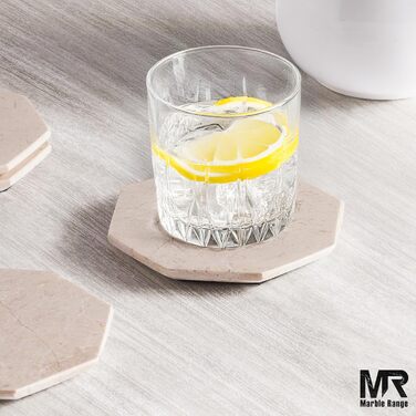 Підставки під чашки з оніксу Верона, 8.9 см, ручної роботи, з підставкою, набір 6 шт. - для офісу, напоїв, кави, бару та обіднього столу