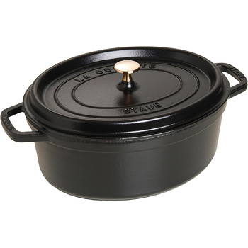 Чавунна жаровня/кокот STAUB, овальна 33 см, 6,7 л, чорна 33 см Чорний
