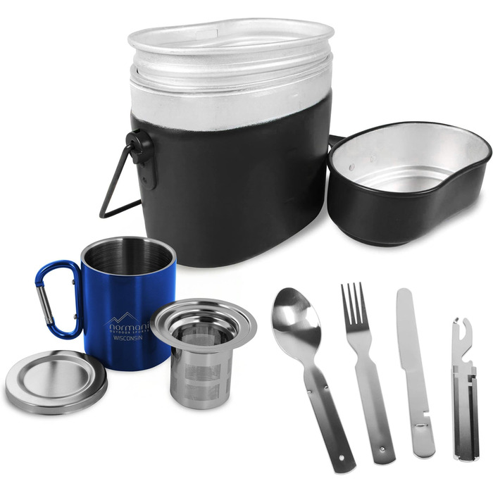 Набір туристичного посуду та столових приладів 8-в-1 normani