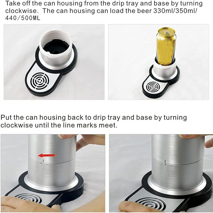 Міні-пивоварня для розливного пива з банок, піноутворювач для пива, компактний диспенсер для пива. Перетворіть кожну банку на справжнє розливне пиво Ідеальний подарунок чоловікові на день народження, День батька або для любителя пива. Сріблястий колір.