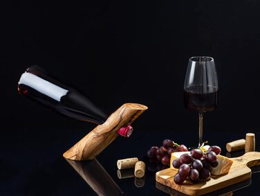 Тримач для винних пляшок SOLTAKO з ексклюзивного оливкового дерева, тримач для пляшок, тримач для вина Ідея подарунка Природа Прикраса столу Підставка для вина 30 см