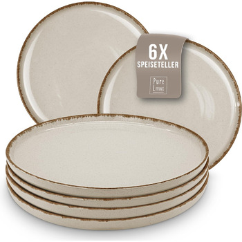Набор обеденных тарелок 26 см, 6 предметов, бежевый Rustic Pure Living