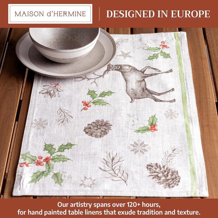 Бавовняні килимки для серветок, набір з 4 шт. , декоративні килимки для серветок, пасхальні килимки, що миються, для свят, вечерь, весни, літа (33 см x 48 см) (27 - Різдвяна роса), 39Hermine 100