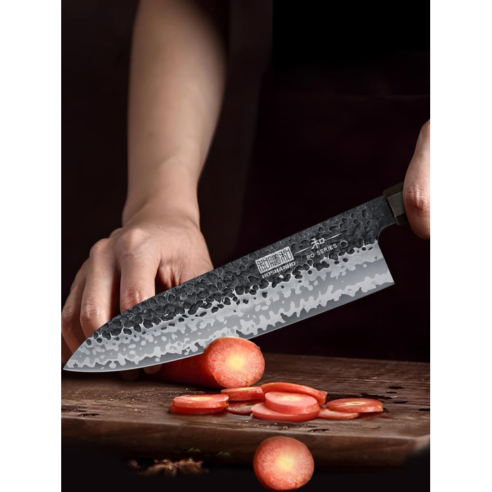 Ніж HOSHANHO Santoku Кухонний ніж ручного кування, ніж Сантоку Гостре лезо 18 см Кухонний ніж з японської серцевини VG10 Ніж для кухарів з ергономічною ручкою Подарункова коробка (20 см ніж для кухарів Gyuto)