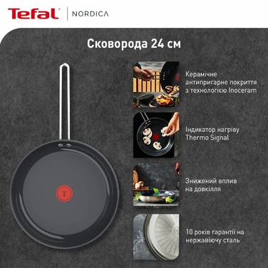 Tefal Сковорода Nordica, 24см, нержавіюча сталь