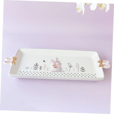 Керамический сервировочный поднос с узором кролика 35,5 х 15 см BAZEITFLOW
