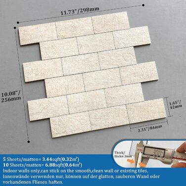 Самоклеюча наклейки на плитку 29,8 х 25,6 см 10 шт M MOFIT