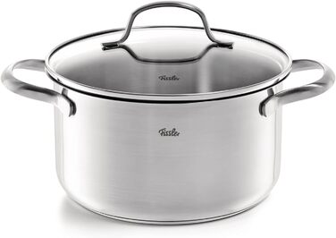 Набір посуду Fissler San Francisco/Нержавіюча сталь, 5 предметів, набір посуду, каструлі зі скляною кришкою, індукція (3 каструлі, 1 каструля для тушкування, 1 каструля) Індукція