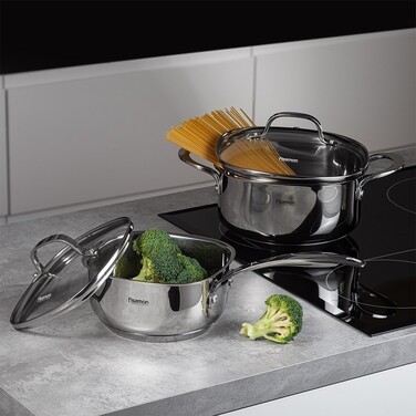 Каструля Fissman EXCLUSIVE PRO 20x10 см / 3,0 л зі скляною кришкою нержавіюча сталь (5541)