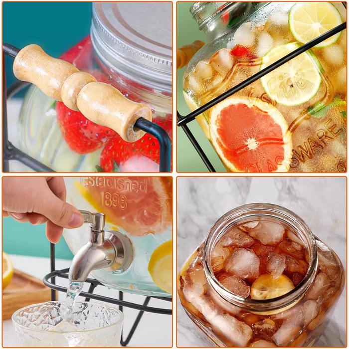 Стеклянный диспенсер с краном 4 л Hiziwimi