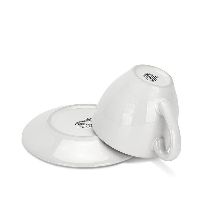 Кухоль Fissman CELINE 220 мл з блюдцем, колір лазурний кераміка (6228)