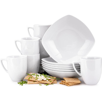 Набор посуды konsimo Combi на 12 персон Набор тарелок CARLINA Modern 36 предметов Столовый сервиз - Сервиз и наборы посуды - Комбинированный сервиз 12 персон - Сервиз для семьи - Посуда Столовая посуда (Столовый сервиз 12 дней, белый)