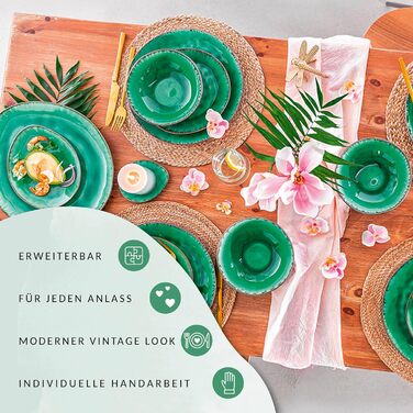 Набір фаянсового посуду на 4 персони, 12 предметів, зелений Palm Beach Sänger