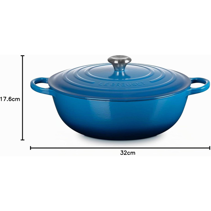 Чавунна каструля Le Creuset Signature La Marmite, 32 см, 4,1 л, колір Marseille (підходить для всіх типів плит, включаючи індукційні)