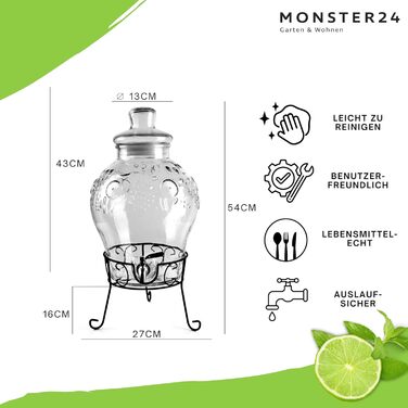 Диспенсер для напоїв на 10 л зі сталевим краном Monster24