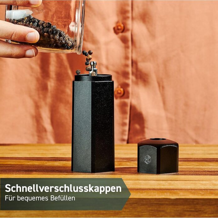 Набор мельниц для соли и перца с держателем HexClad