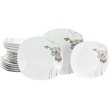 Набор тарелок на 6 персон, 18 предметов, Square Orchidee Creatable