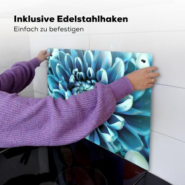 Фартух для плити, кухонний фартух, вініл, 78x52 см, декор для кухні, облицювання стіни, кришка для плити - сіро-чорний (синій - жоржина, 59Д x 77Ш см)