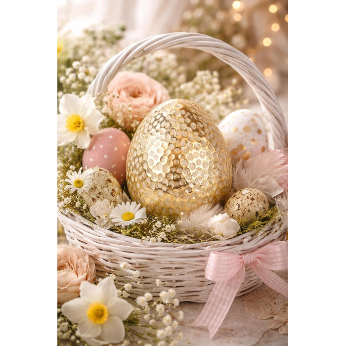 Декоративне пасхальне яйце, Прикраса столу, Прикраса саду, Пасхальна прикраса, Пасхальна фігурка, Весняна прикраса, Пасхальне яйце, Яйця, Пасхальна прикраса, Прикраса для вінків, Пасхальні вінки, Квіти, Весняна прикраса, Золото, Набір з 2 шт.