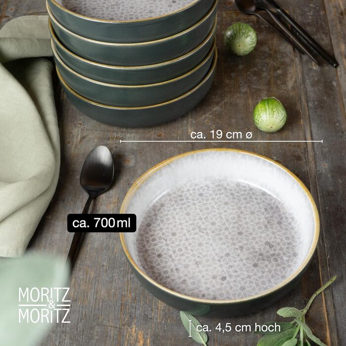 Набор суповых тарелок из 6 предметов серая 700 мл каждая - Ø 19 x 4,5 см Moritz & Moritz