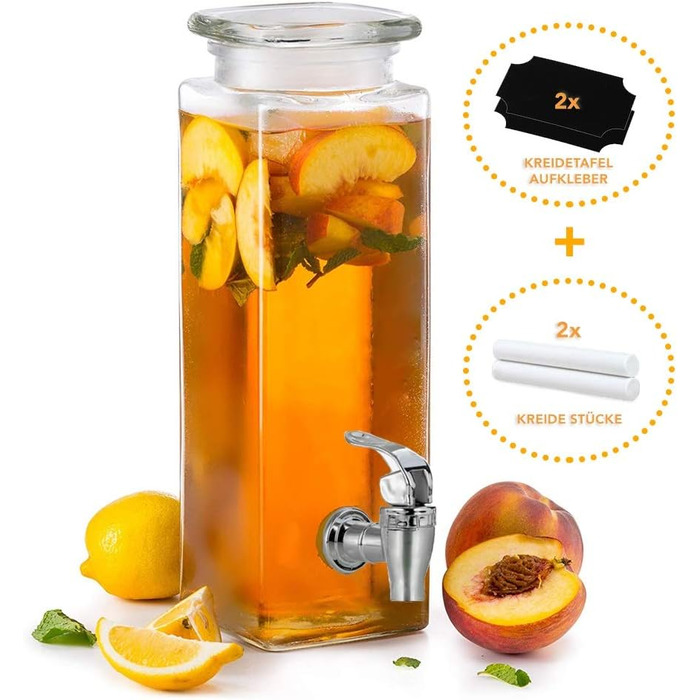 Скляний диспенсер для напоїв 2,5 л Mary's KITCHEN TOOLS