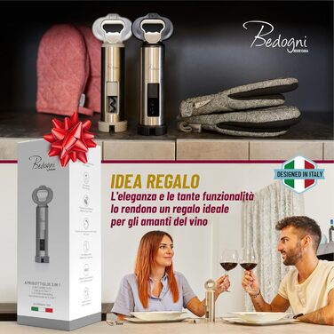 Штопор для вина та пива з магнітним утримувачем кришок Bedogni Reggio Emilia