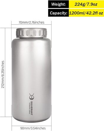 Туристическая бутылка из титана 1,2 л SILVERANT