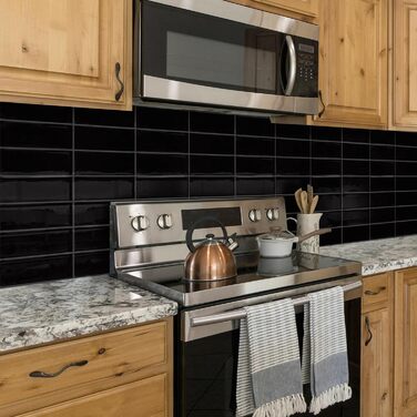 Наклейки на плитку DEWOO, клейка плитка, плитка Metro, самоклеюча настінна плитка, плівка для плитки для кухні та ванної кімнати, прямокутна, - шт. (30,5 x 30,5 см) (10, чорний)