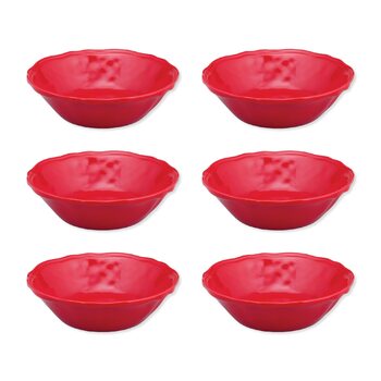 Набір меламінових мисок UP ware, миски у формі квітки для пасти, рису, супу та салату, без BPA, придатні для миття в посудомийній машині, ударостійкі, сині, 17,8 см, 6 предметів (святковий червоний)