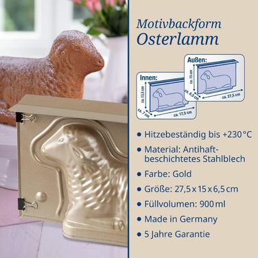 Форма для пасхальної випічки, ягня Golden Easter Dr. Oetker