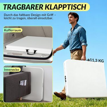 Розкладний стіл 180x74 см білий Velway