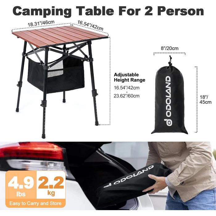 Складной алюминиевый стол с регулируемой высотой Odoland