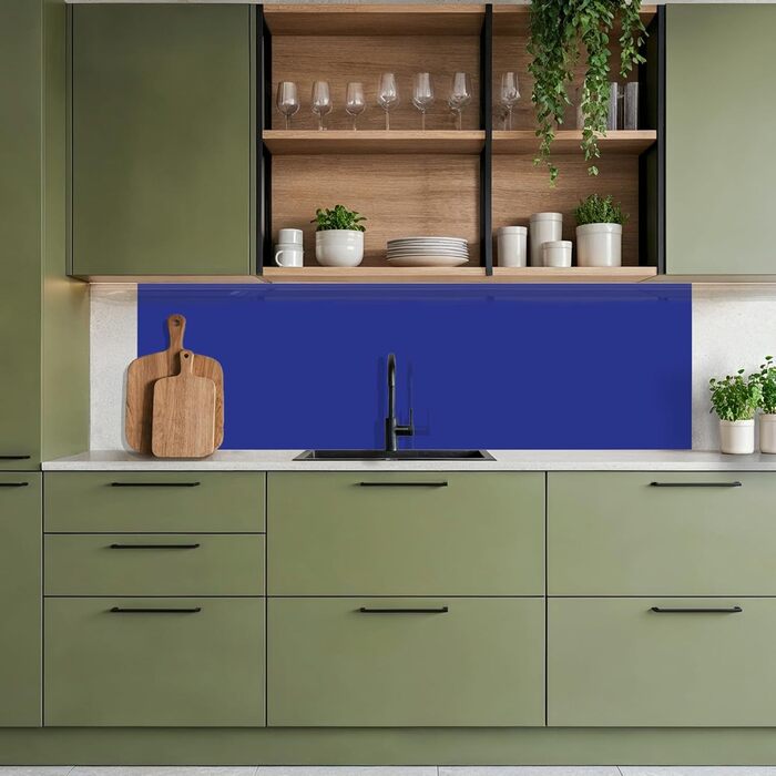 Кухонний фартух 60x250 см, самоклеючий фартух, кухонний фартух, кухонний фасад, самоклеючі кухонні фартухи - Осінь (Однотонний - Синій, 60 x 200 см)