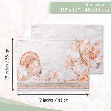 Бавовняні килимки для серветок, набір з 4 шт. , декоративні килимки для серветок, пасхальні килимки, що миються, для свят, вечерь, весни, літа (33 см x 48 см) (24 - Подяки), 39Hermine 100