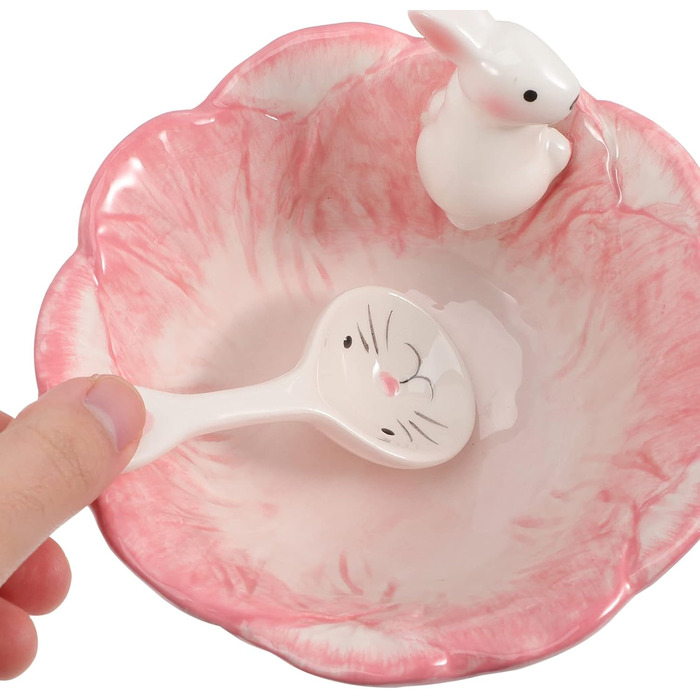 Набір мисок у формі кролика з ложкою рожевий BOSUGE
