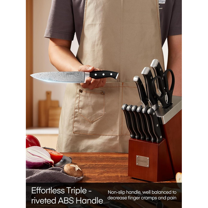 Набор кухонных ножей с самозаточным блоком FOHERE