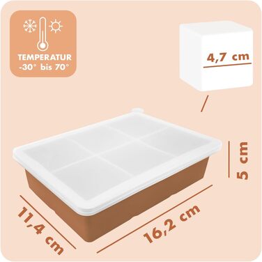 Силіконові формочки для льоду Blumtal, набір з 3 шт. - форма для льоду на 24 кубики з кришкою - силіконова форма для льоду без бісфенолу А - форма для льоду, безпечна для харчових продуктів - сіро-блакитний великі кубики (оливково-зелений червоний, XXL ку