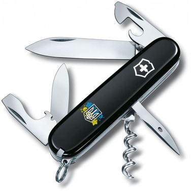 Ніж Victorinox Spartan Ukraine 91мм/12функ/чорн /Герб України з квітковим прапором