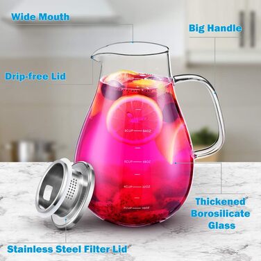 Скляний глечик з кришкою 2,4 л veecom