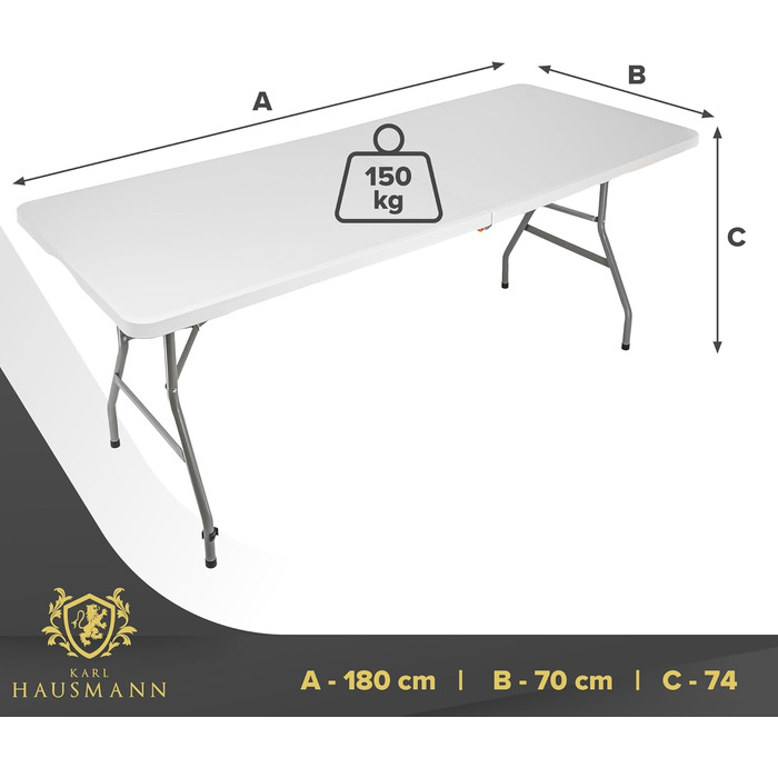 Складной кемпинговый стол 180 х 70 х 74 см KARL HAUSMANN