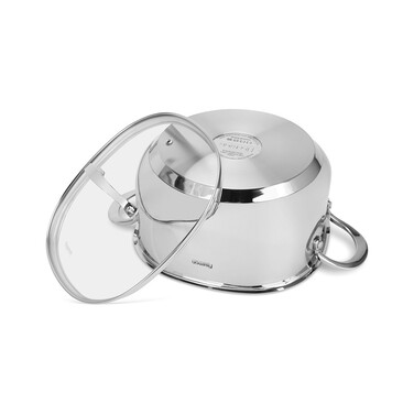 Каструля Fissman EXCLUSIVE PRO 24x12 см / 5,3 л зі скляною кришкою нержавіюча сталь (5542)