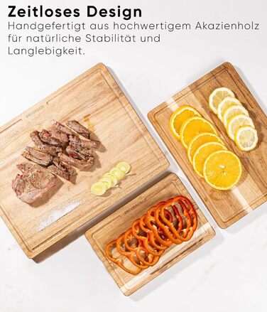 Набір обробних дощок з натурального акацієвого дерева 3 шт Deco haus