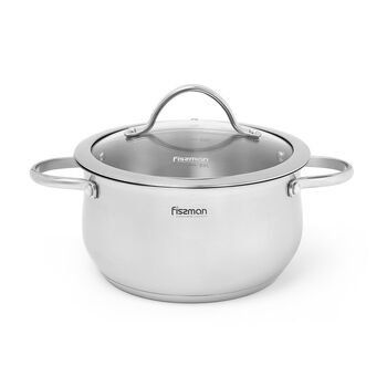 Каструля зі скляною кришкою Fissman VALERY 24x12 см на 5,4 л (5414)