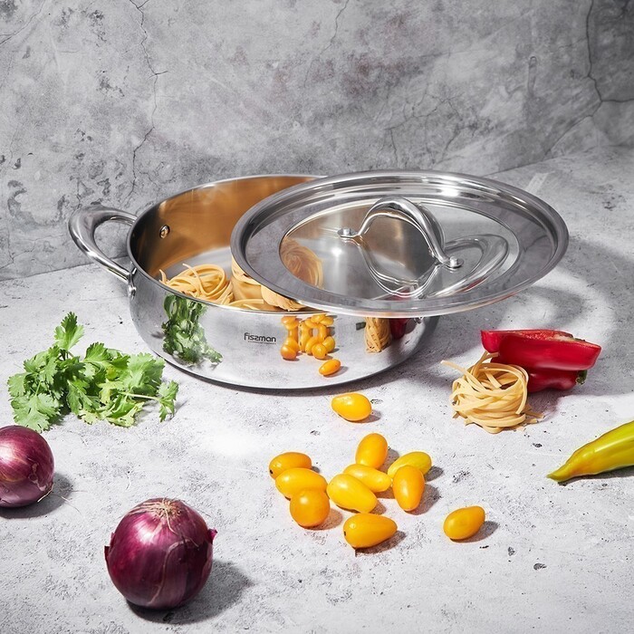 Сотейник Fissman ABSOLUTE PRO 26x7,5 см / 3,9 л зі скляною кришкою нержавіюча сталь (5548)